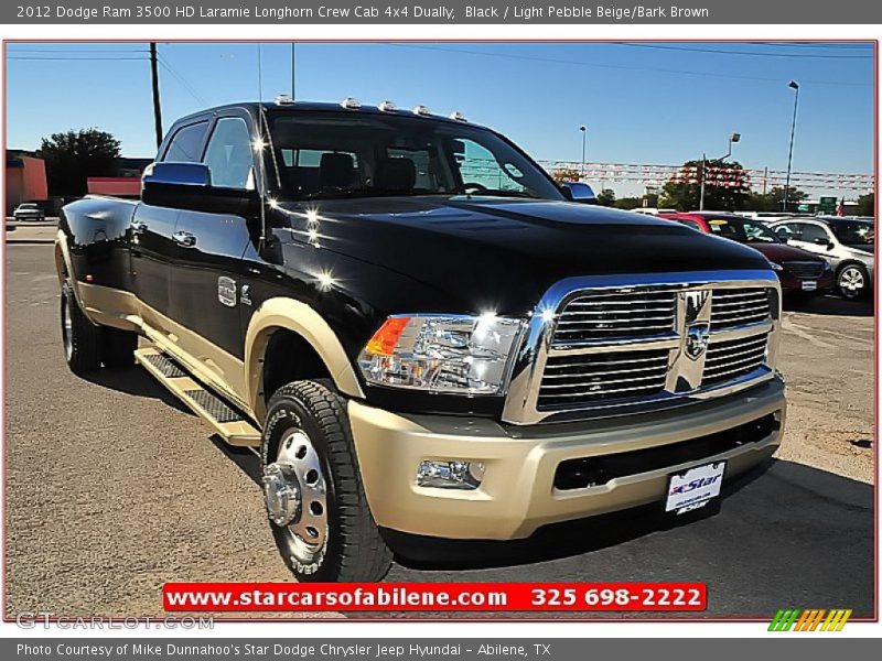 Black / Light Pebble Beige/Bark Brown 2012 Dodge Ram 3500 HD Laramie Longhorn Crew Cab 4x4 Dually