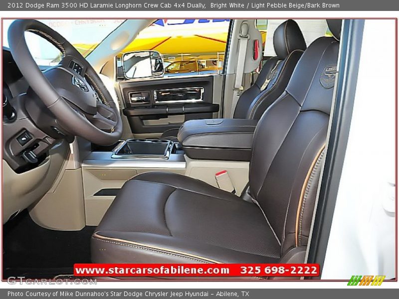 Bright White / Light Pebble Beige/Bark Brown 2012 Dodge Ram 3500 HD Laramie Longhorn Crew Cab 4x4 Dually