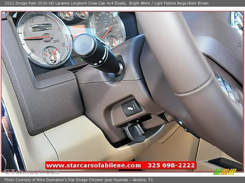 Bright White / Light Pebble Beige/Bark Brown 2012 Dodge Ram 3500 HD Laramie Longhorn Crew Cab 4x4 Dually