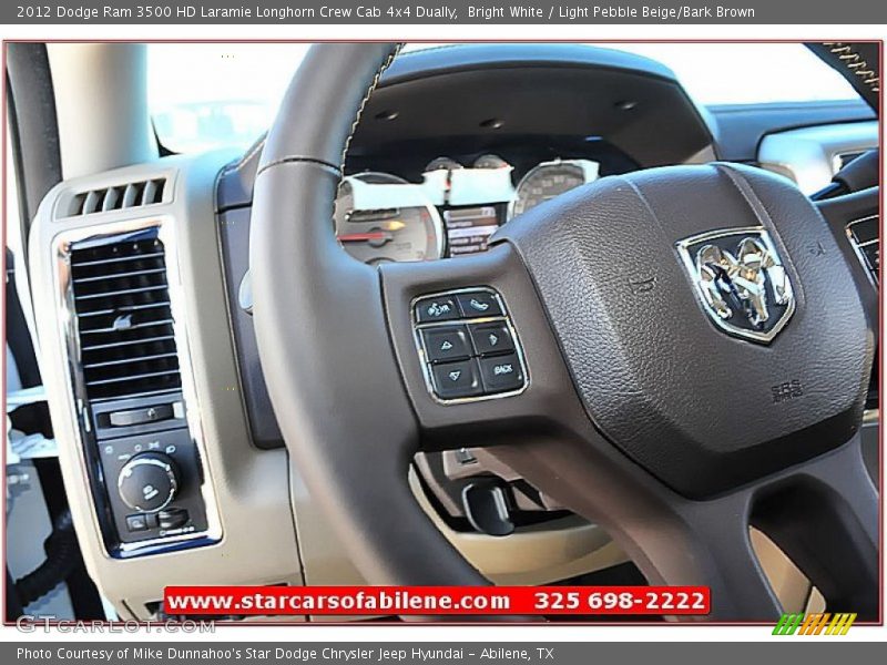 Bright White / Light Pebble Beige/Bark Brown 2012 Dodge Ram 3500 HD Laramie Longhorn Crew Cab 4x4 Dually