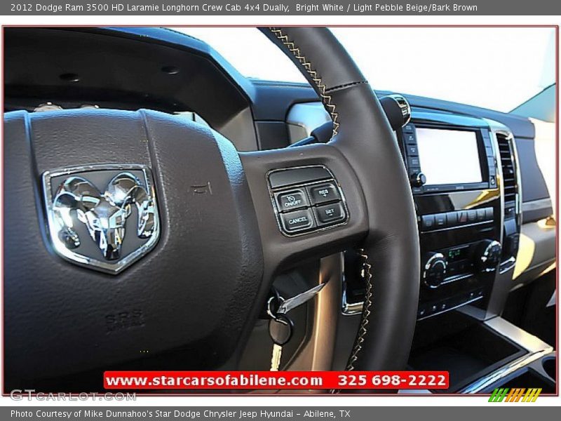 Bright White / Light Pebble Beige/Bark Brown 2012 Dodge Ram 3500 HD Laramie Longhorn Crew Cab 4x4 Dually