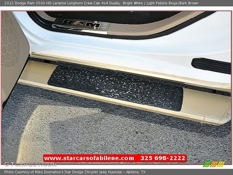 Bright White / Light Pebble Beige/Bark Brown 2012 Dodge Ram 3500 HD Laramie Longhorn Crew Cab 4x4 Dually