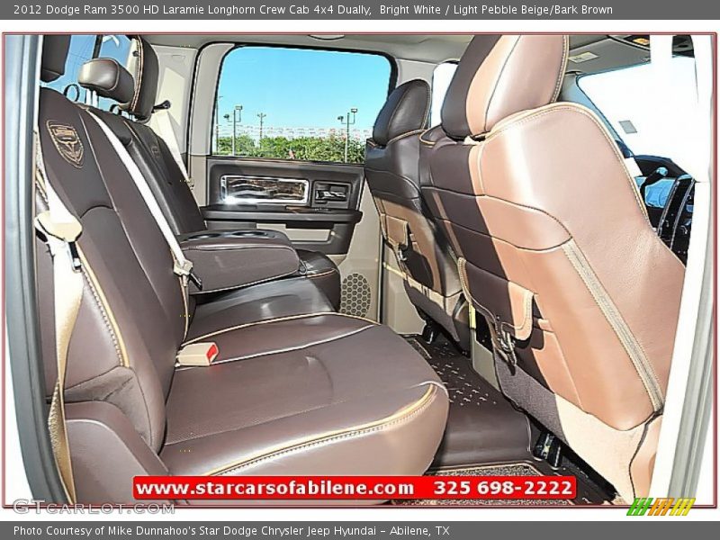 Bright White / Light Pebble Beige/Bark Brown 2012 Dodge Ram 3500 HD Laramie Longhorn Crew Cab 4x4 Dually