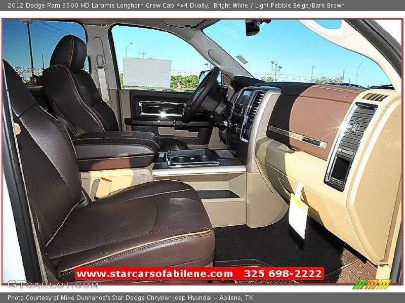 Bright White / Light Pebble Beige/Bark Brown 2012 Dodge Ram 3500 HD Laramie Longhorn Crew Cab 4x4 Dually