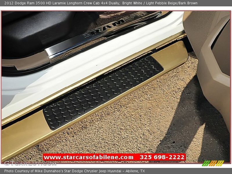 Bright White / Light Pebble Beige/Bark Brown 2012 Dodge Ram 3500 HD Laramie Longhorn Crew Cab 4x4 Dually