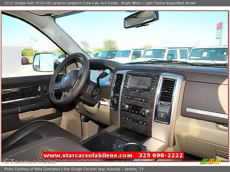 Bright White / Light Pebble Beige/Bark Brown 2012 Dodge Ram 3500 HD Laramie Longhorn Crew Cab 4x4 Dually