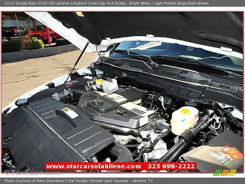 Bright White / Light Pebble Beige/Bark Brown 2012 Dodge Ram 3500 HD Laramie Longhorn Crew Cab 4x4 Dually