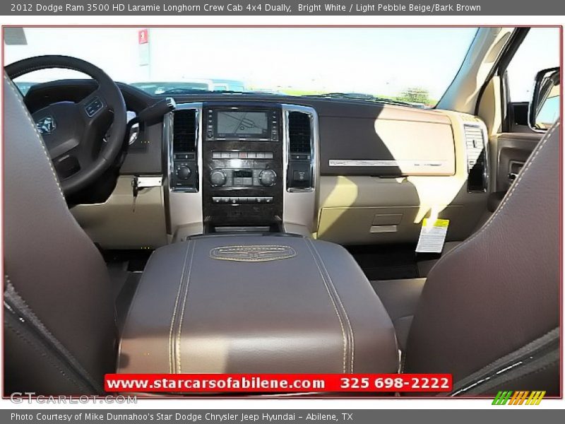 Bright White / Light Pebble Beige/Bark Brown 2012 Dodge Ram 3500 HD Laramie Longhorn Crew Cab 4x4 Dually