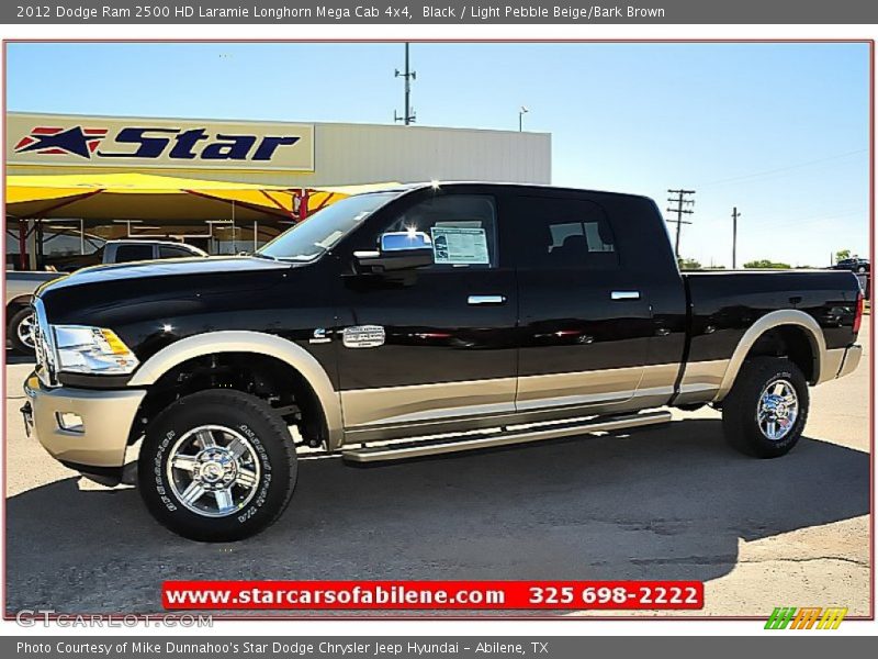 Black / Light Pebble Beige/Bark Brown 2012 Dodge Ram 2500 HD Laramie Longhorn Mega Cab 4x4
