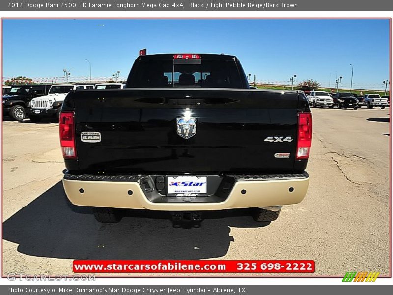 Black / Light Pebble Beige/Bark Brown 2012 Dodge Ram 2500 HD Laramie Longhorn Mega Cab 4x4