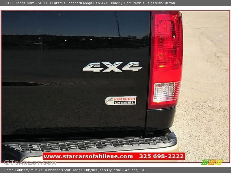 Black / Light Pebble Beige/Bark Brown 2012 Dodge Ram 2500 HD Laramie Longhorn Mega Cab 4x4