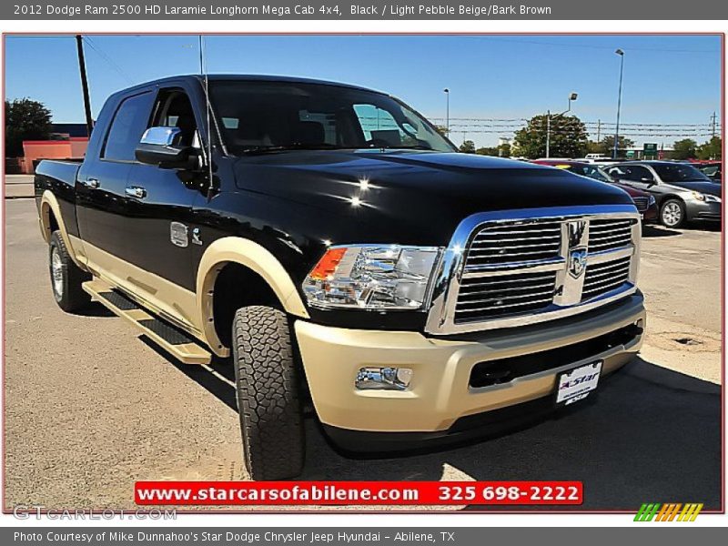 Black / Light Pebble Beige/Bark Brown 2012 Dodge Ram 2500 HD Laramie Longhorn Mega Cab 4x4