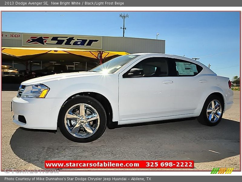 New Bright White / Black/Light Frost Beige 2013 Dodge Avenger SE