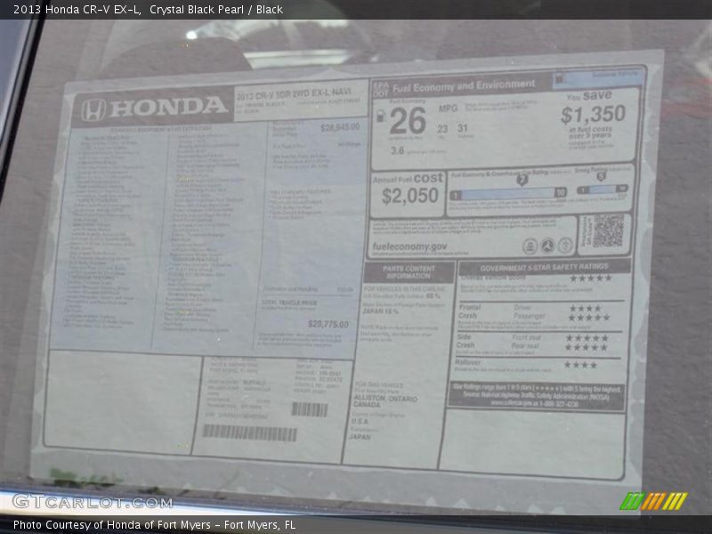 Crystal Black Pearl / Black 2013 Honda CR-V EX-L