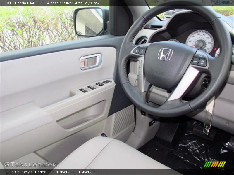 Alabaster Silver Metallic / Gray 2013 Honda Pilot EX-L