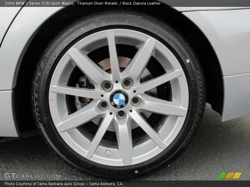 Titanium Silver Metallic / Black Dakota Leather 2009 BMW 3 Series 328i Sport Wagon