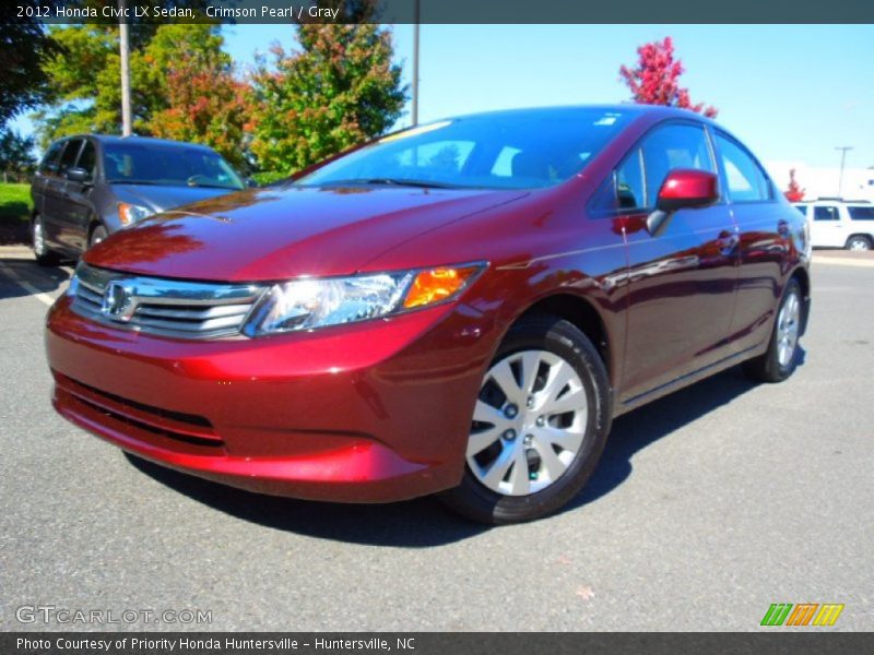 Crimson Pearl / Gray 2012 Honda Civic LX Sedan