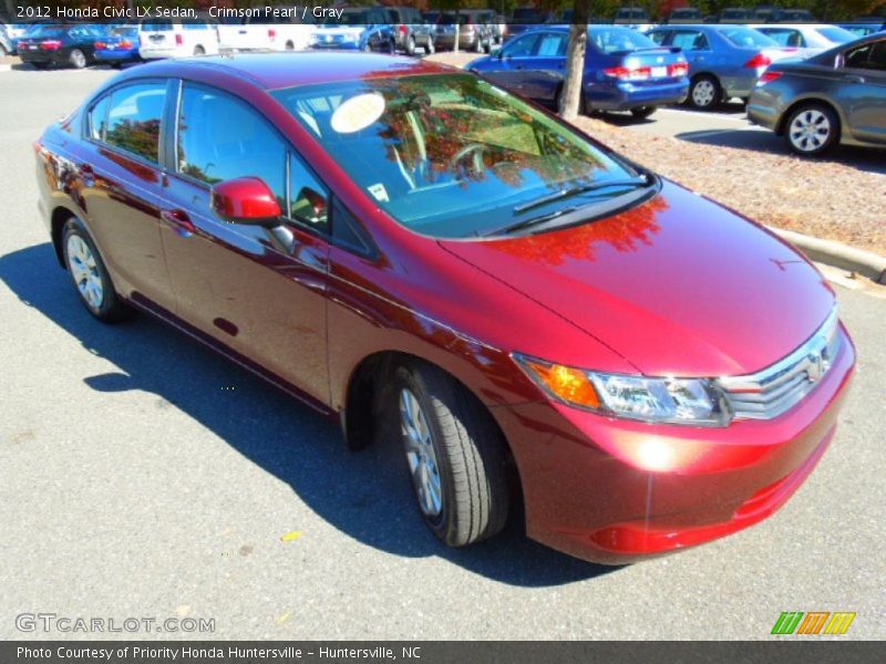 Crimson Pearl / Gray 2012 Honda Civic LX Sedan