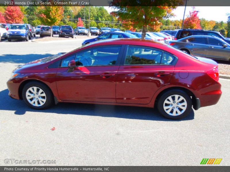 Crimson Pearl / Gray 2012 Honda Civic LX Sedan