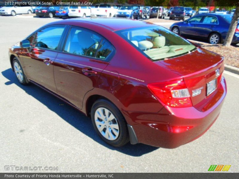 Crimson Pearl / Gray 2012 Honda Civic LX Sedan