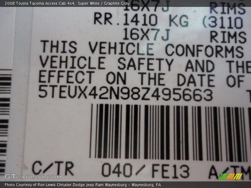 Super White / Graphite Gray 2008 Toyota Tacoma Access Cab 4x4