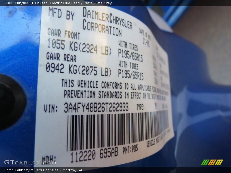 Electric Blue Pearl / Pastel Slate Gray 2006 Chrysler PT Cruiser