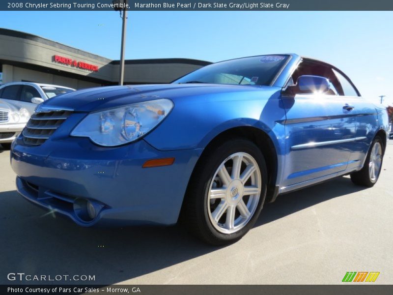 Marathon Blue Pearl / Dark Slate Gray/Light Slate Gray 2008 Chrysler Sebring Touring Convertible