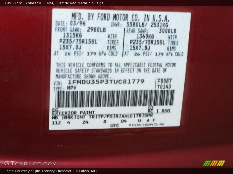 Electric Red Metallic / Beige 1996 Ford Explorer XLT 4x4