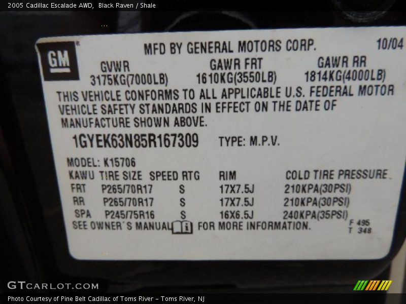 Black Raven / Shale 2005 Cadillac Escalade AWD