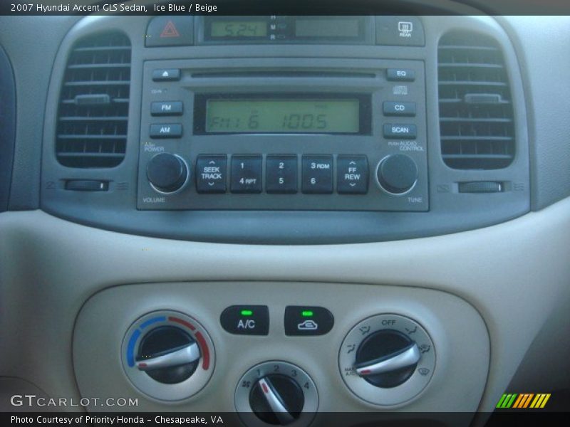 Controls of 2007 Accent GLS Sedan