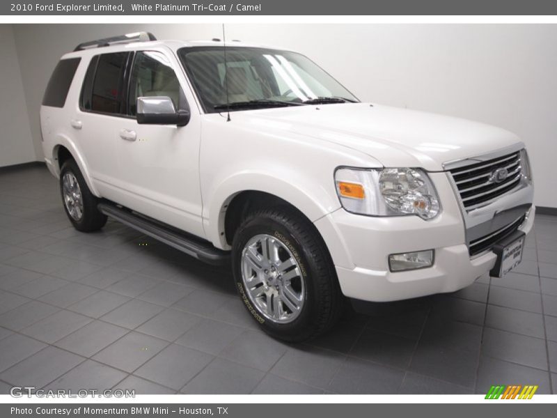 White Platinum Tri-Coat / Camel 2010 Ford Explorer Limited