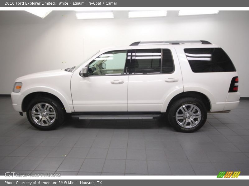 White Platinum Tri-Coat / Camel 2010 Ford Explorer Limited