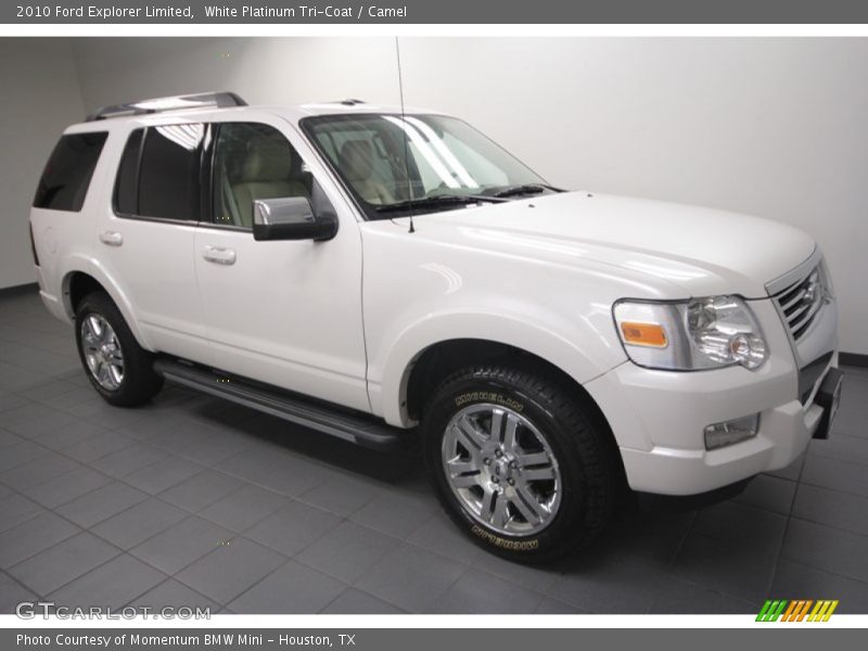 White Platinum Tri-Coat / Camel 2010 Ford Explorer Limited