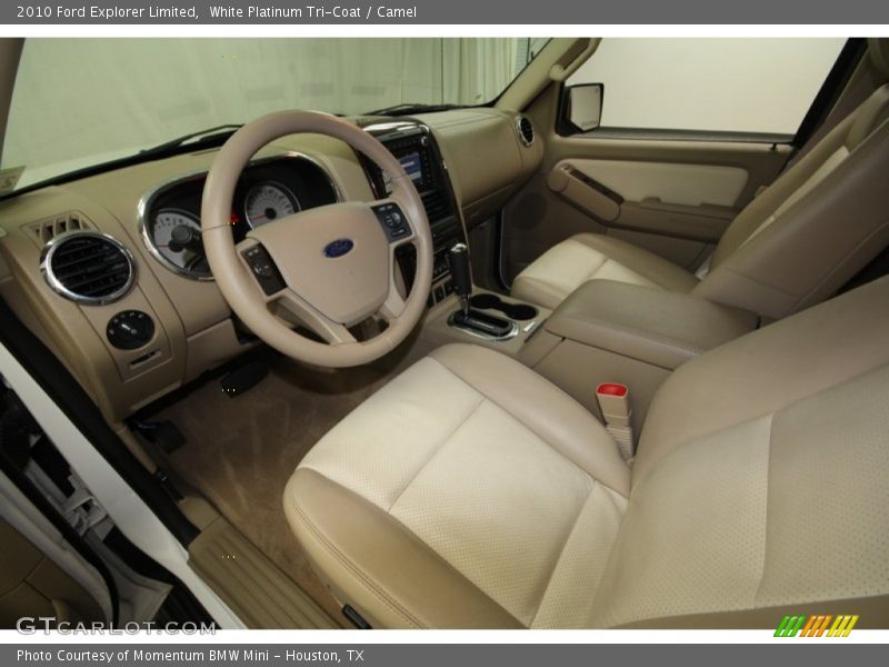 White Platinum Tri-Coat / Camel 2010 Ford Explorer Limited