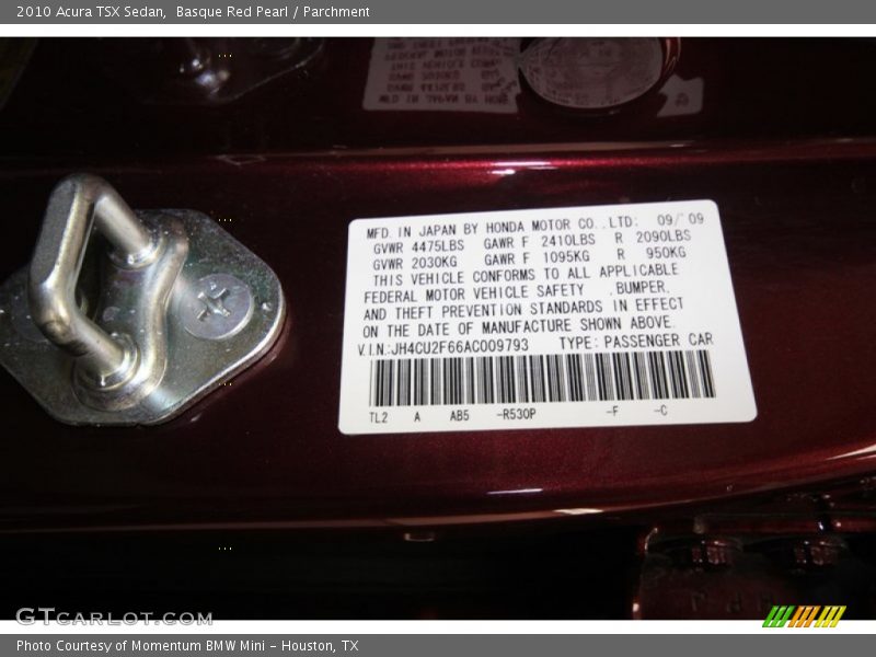 Basque Red Pearl / Parchment 2010 Acura TSX Sedan