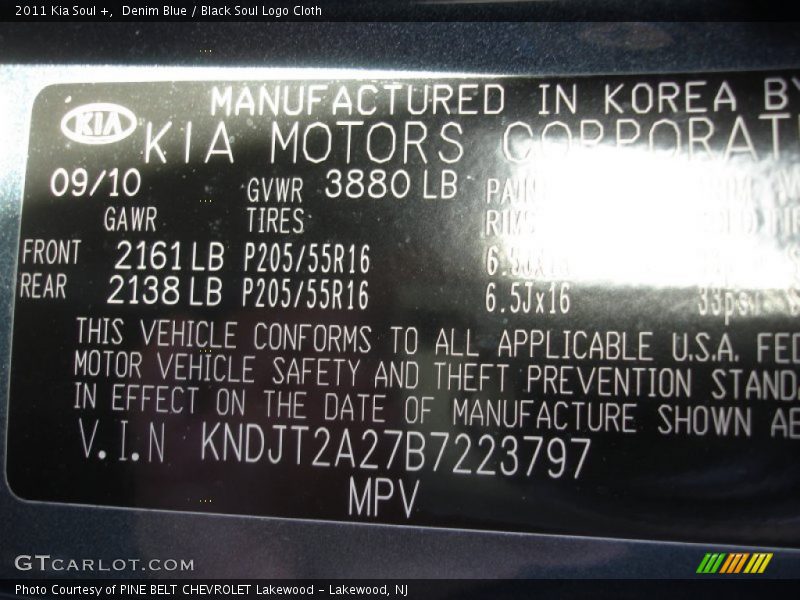 Denim Blue / Black Soul Logo Cloth 2011 Kia Soul +