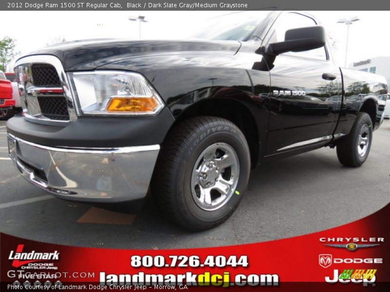 Black / Dark Slate Gray/Medium Graystone 2012 Dodge Ram 1500 ST Regular Cab