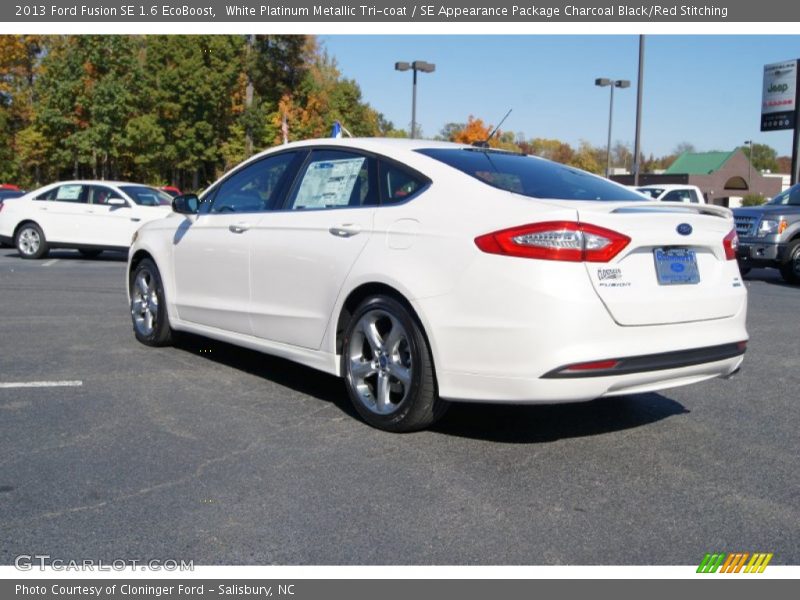 White Platinum Metallic Tri-coat / SE Appearance Package Charcoal Black/Red Stitching 2013 Ford Fusion SE 1.6 EcoBoost