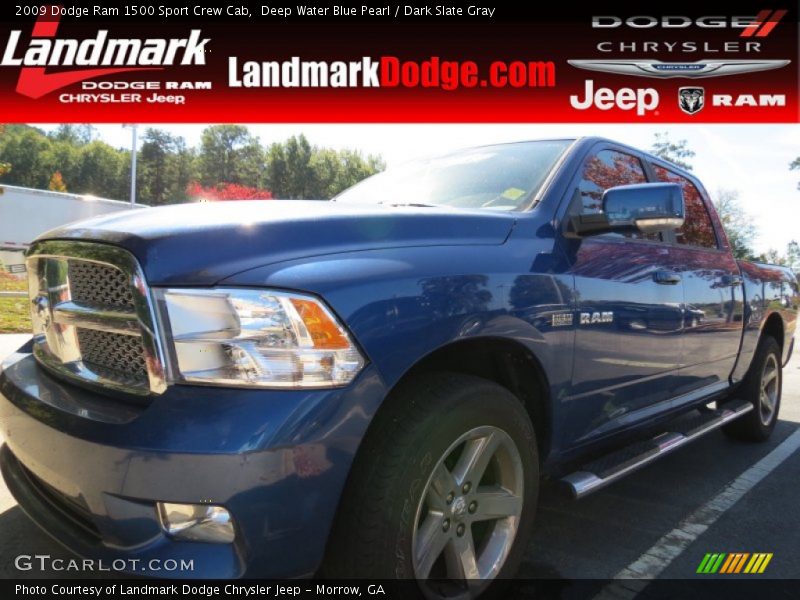 Deep Water Blue Pearl / Dark Slate Gray 2009 Dodge Ram 1500 Sport Crew Cab