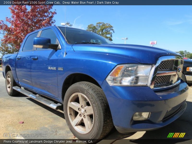 Deep Water Blue Pearl / Dark Slate Gray 2009 Dodge Ram 1500 Sport Crew Cab