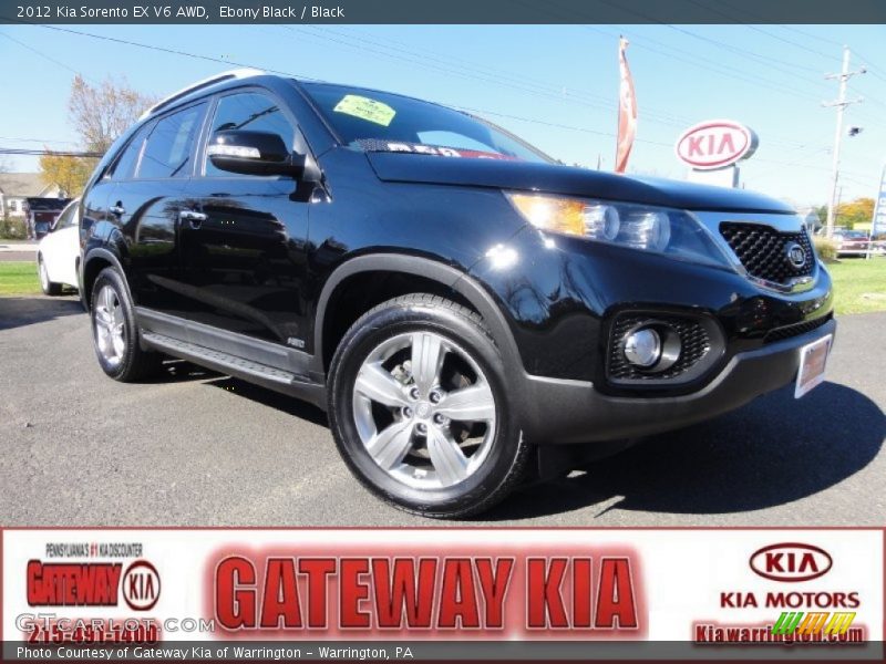 Ebony Black / Black 2012 Kia Sorento EX V6 AWD