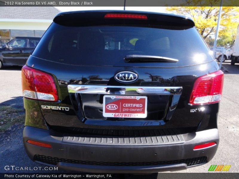 Ebony Black / Black 2012 Kia Sorento EX V6 AWD
