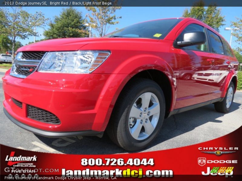 Bright Red / Black/Light Frost Beige 2013 Dodge Journey SE