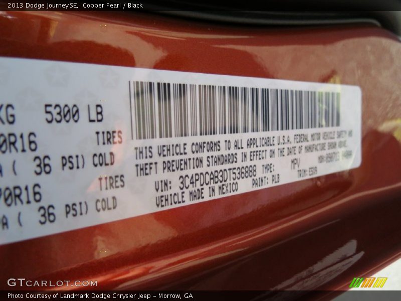 Copper Pearl / Black 2013 Dodge Journey SE