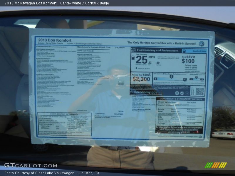 Candy White / Cornsilk Beige 2013 Volkswagen Eos Komfort