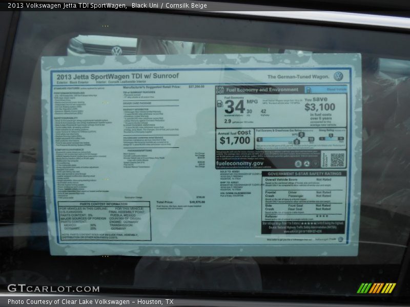 Black Uni / Cornsilk Beige 2013 Volkswagen Jetta TDI SportWagen