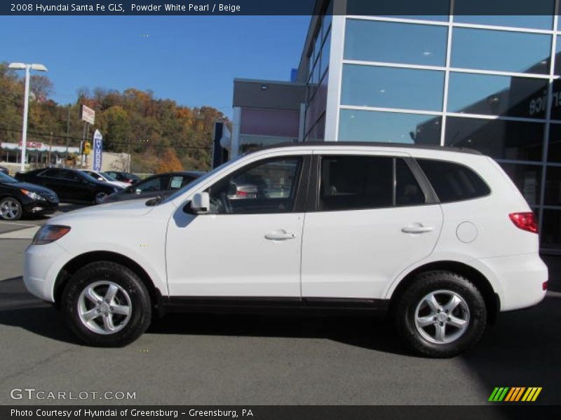 Powder White Pearl / Beige 2008 Hyundai Santa Fe GLS