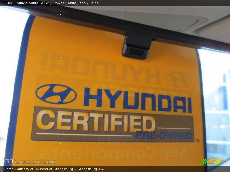 Powder White Pearl / Beige 2008 Hyundai Santa Fe GLS
