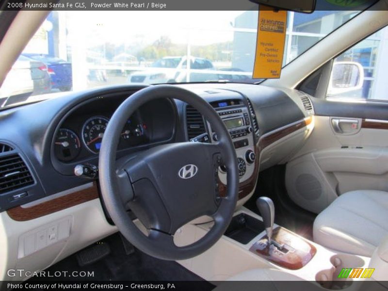 Powder White Pearl / Beige 2008 Hyundai Santa Fe GLS