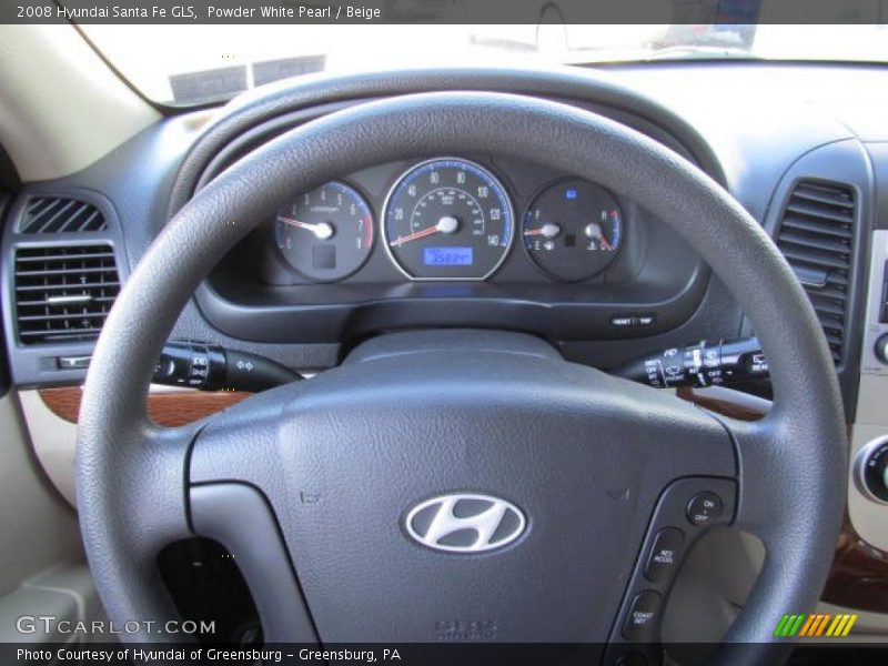 Powder White Pearl / Beige 2008 Hyundai Santa Fe GLS